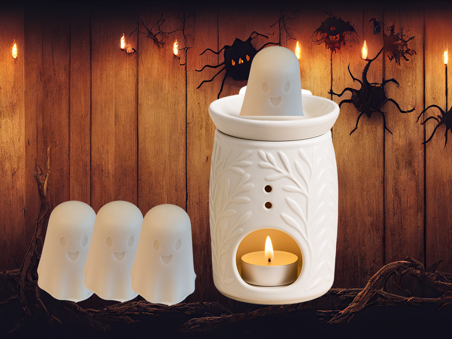 Set of 4 Ghost-Shaped Wax Melts – Halloween Limited Edition – Fall Spooky Scents – Handcrafted Seasonal Home Fragrance