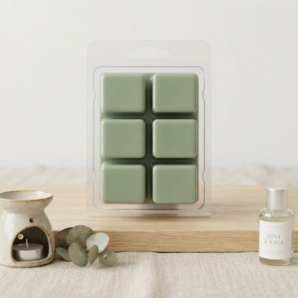 Clamshell wax melts in sage green