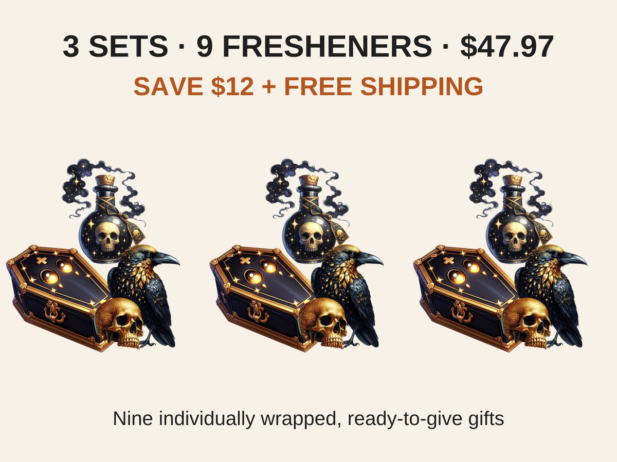 Gothic Nights car freshener bundle: 3 sets, 9 individually wrapped fresheners for $47.97, save $12 plus free shipping