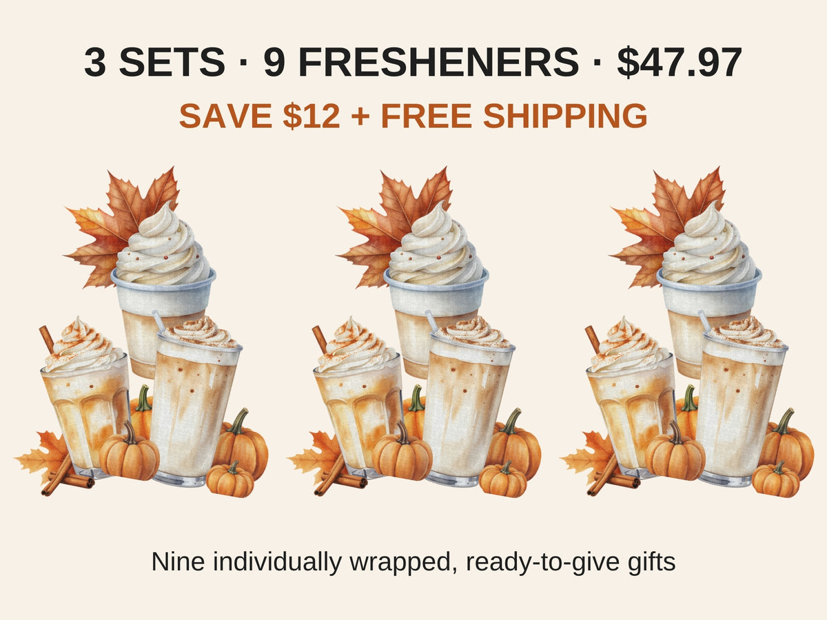Harvest Coffee car freshener bundle: 3 sets, 9 individually wrapped fresheners for $47.97, save $12 plus free shipping
