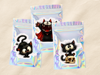 Black Cat Car Freshener Set of 3 — Kitten, Skull & Vampire Cat
