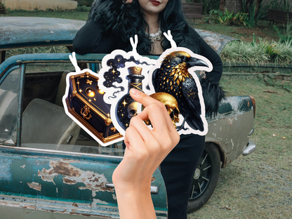 Gothic Nights Car Freshener Set of 3 — Coffin, Poison Bottle &amp; Raven