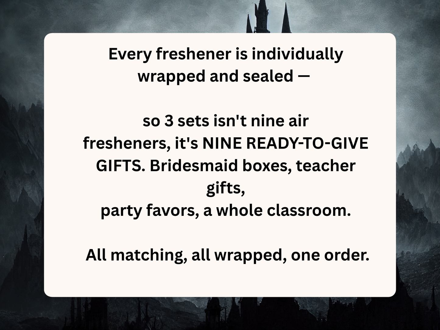 Gothic Nights Car Freshener Set of 3 — Coffin, Poison Bottle &amp; Raven