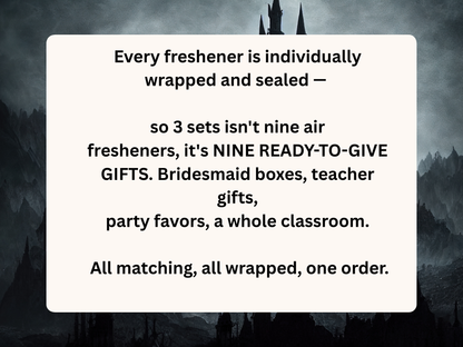 Gothic Nights Car Freshener Set of 3 — Coffin, Poison Bottle &amp; Raven