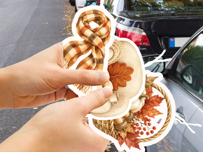 Cozy Fall Car Freshener Set of 3 — Cozy armchair, Scarf, Harvest basket
