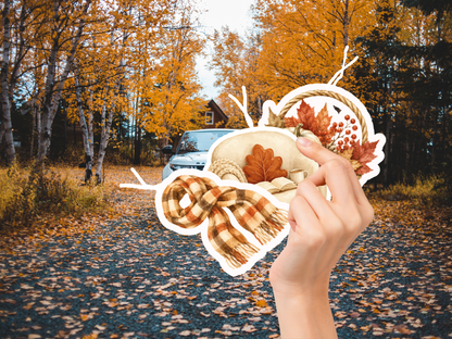 Cozy Fall Car Freshener Set of 3 — Cozy armchair, Scarf, Harvest basket