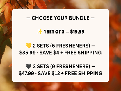 Cozy Fall Car Freshener Set of 3 — Cozy armchair, Scarf, Harvest basket
