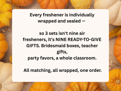 Cozy Fall Car Freshener Set of 3 — Cozy armchair, Scarf, Harvest basket