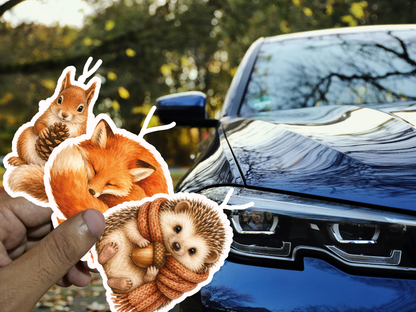 Woodland Friends Car Freshener Set of 3 — Fox, Squirrel &amp; Hedgehog