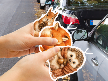 Woodland Friends Car Freshener Set of 3 — Fox, Squirrel &amp; Hedgehog