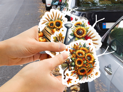 Sunflower Harvest Car Freshener Set of 3 — Bouquet, Watering Can &amp; Crate