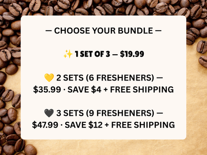 Harvest Coffee Car Freshener Set of 3 — Hot, Iced & To-Go