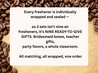 Harvest Coffee Car Freshener Set of 3 — Hot, Iced & To-Go
