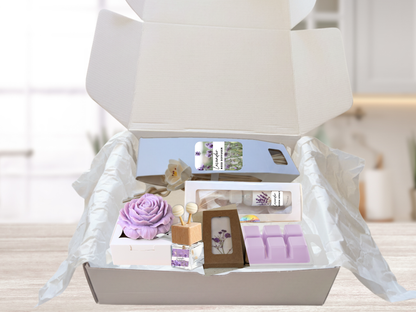 Lavender Serenity Gift Box – Relaxation Aromatherapy Set | 3-Piece, 4-Piece, or 6-Piece Options | Calming Spa Gift | Lavender Room Spray, Wax Melts, Reed Diffuser & More