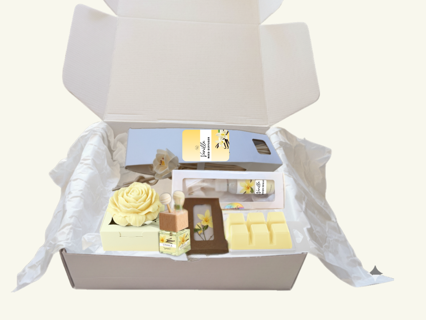 Vanilla Comfort Gift Box – Cozy Aromatherapy Spa Set | 3-Piece, 4-Piece, or 6-Piece Options | Warm Home Fragrance Gift