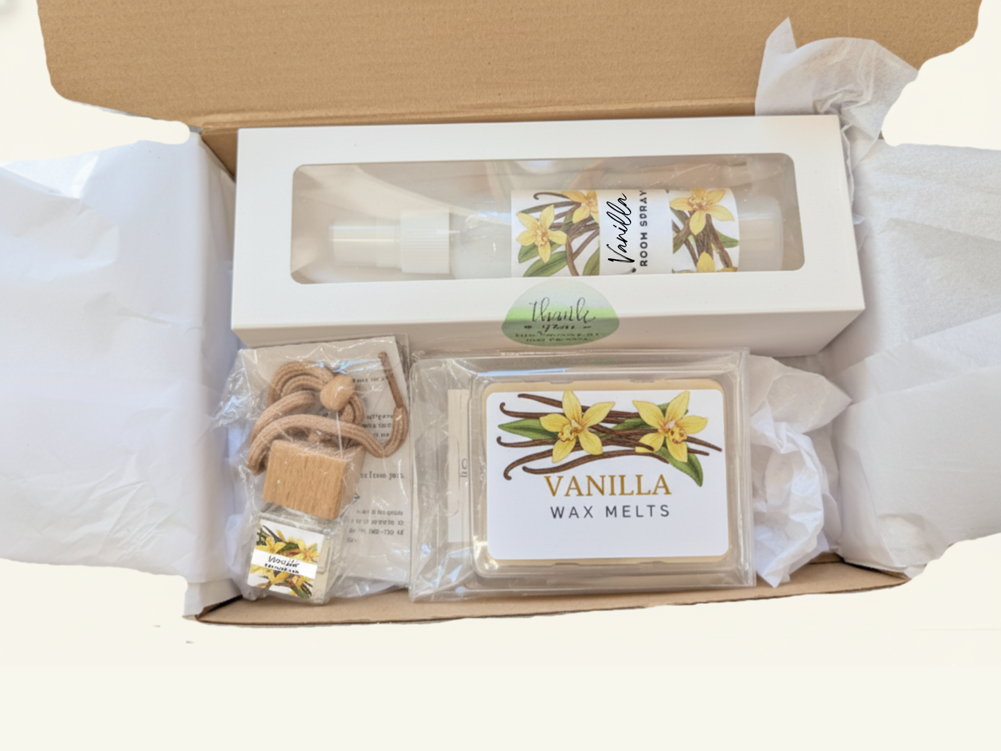 Vanilla Comfort Gift Box – Cozy Aromatherapy Spa Set | 3-Piece, 4-Piece, or 6-Piece Options | Warm Home Fragrance Gift