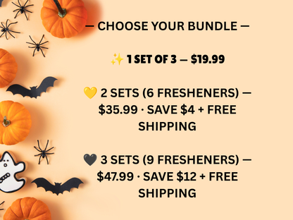 Ghost Gang Car Freshener Set of 3 — Candy Corn, Cowboy &amp; Spiderweb