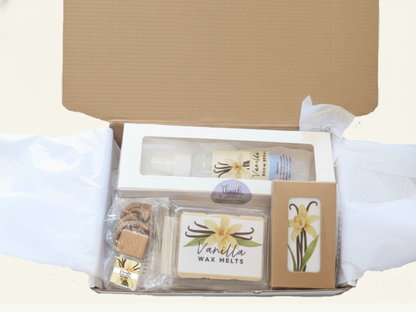 Vanilla Comfort Gift Box – Cozy Aromatherapy Spa Set | 3-Piece, 4-Piece, or 6-Piece Options | Warm Home Fragrance Gift