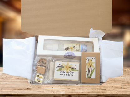 Vanilla Comfort Gift Box – Cozy Aromatherapy Spa Set | 3-Piece, 4-Piece, or 6-Piece Options | Warm Home Fragrance Gift