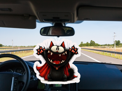 Black Cat Car Freshener Set of 3 — Kitten, Skull & Vampire Cat