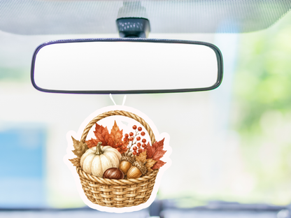 Cozy Fall Car Freshener Set of 3 — Cozy armchair, Scarf, Harvest basket