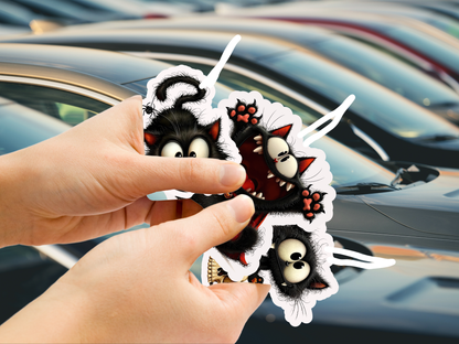 Black Cat Car Freshener Set of 3 — Kitten, Skull & Vampire Cat