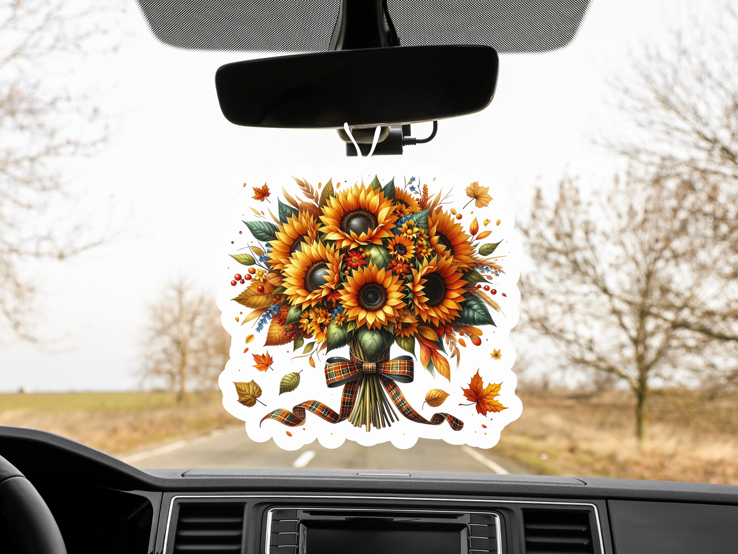 Sunflower Harvest Car Freshener Set of 3 — Bouquet, Watering Can &amp; Crate