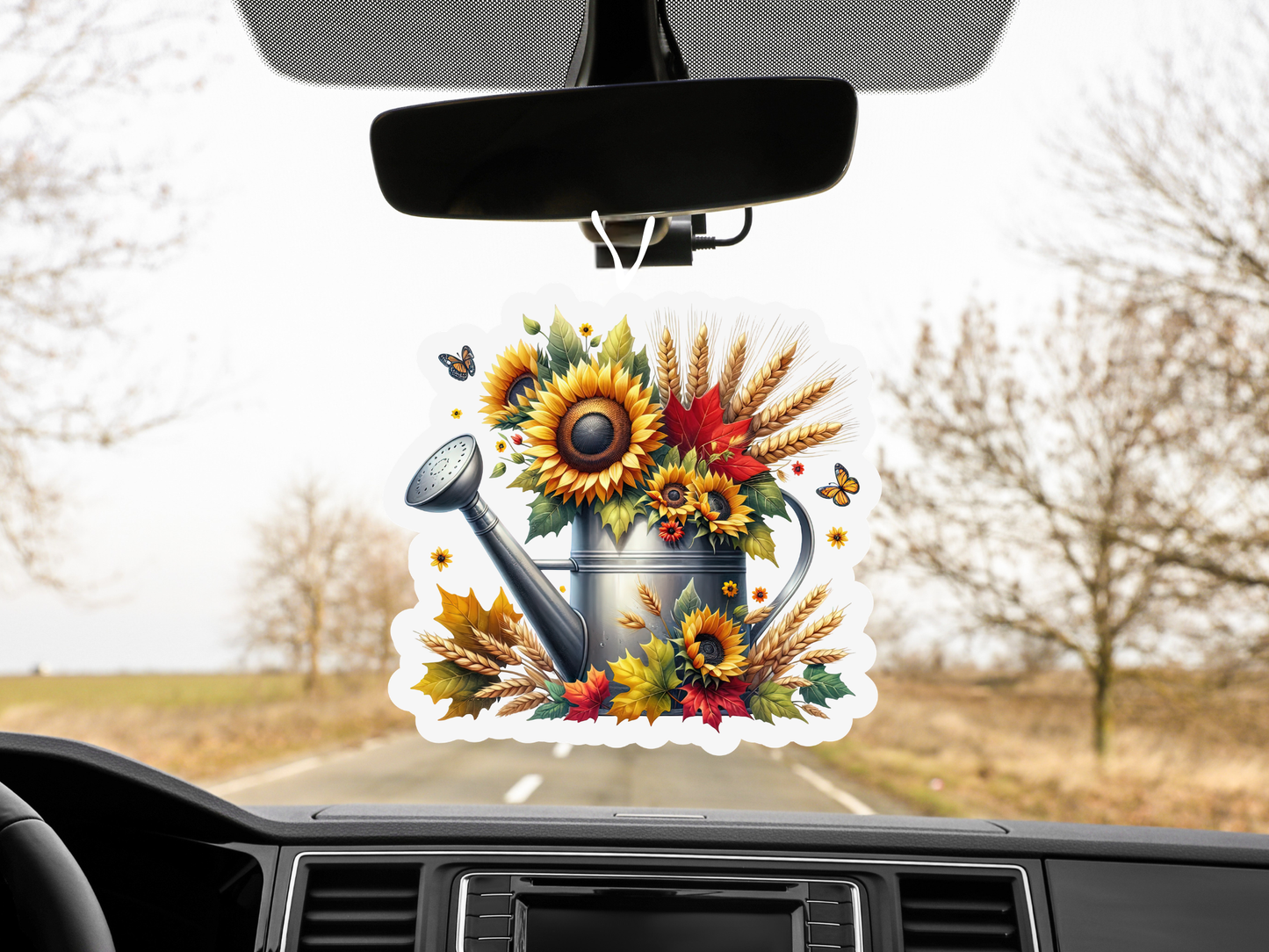 Sunflower Harvest Car Freshener Set of 3 — Bouquet, Watering Can &amp; Crate