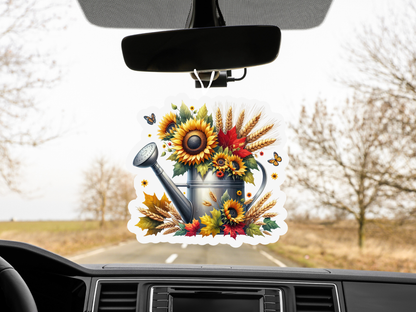 Sunflower Harvest Car Freshener Set of 3 — Bouquet, Watering Can &amp; Crate