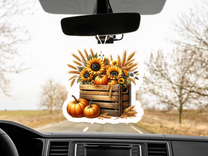 Sunflower Harvest Car Freshener Set of 3 — Bouquet, Watering Can &amp; Crate