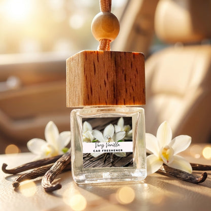 Hanging car freshener for the rear-view mirror, in vanilla, pear and marshmallow scents