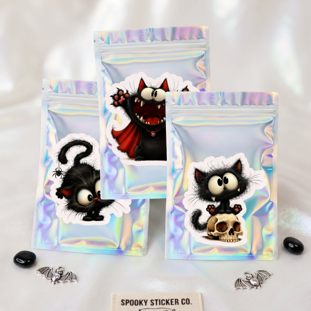 Black Cat Car Freshener Set of 3 — Kitten, Skull & Vampire Cat