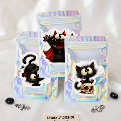 Black Cat Car Freshener Set of 3 — Kitten, Skull & Vampire Cat