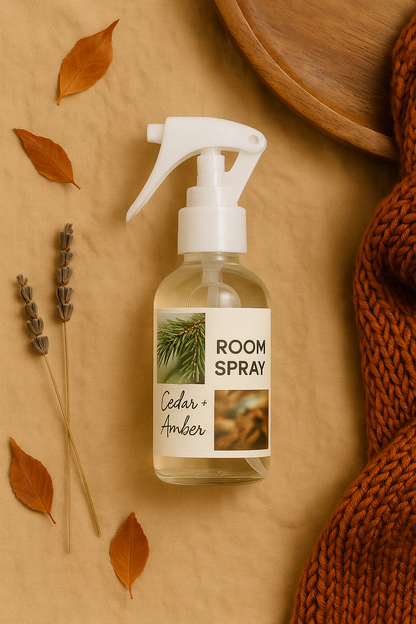 Warm & Cozy Room & Linen Spray Collection – Handcrafted Air Fresheners with Vanilla, Amber, Pear, and Comforting Seasonal Scents 4oz