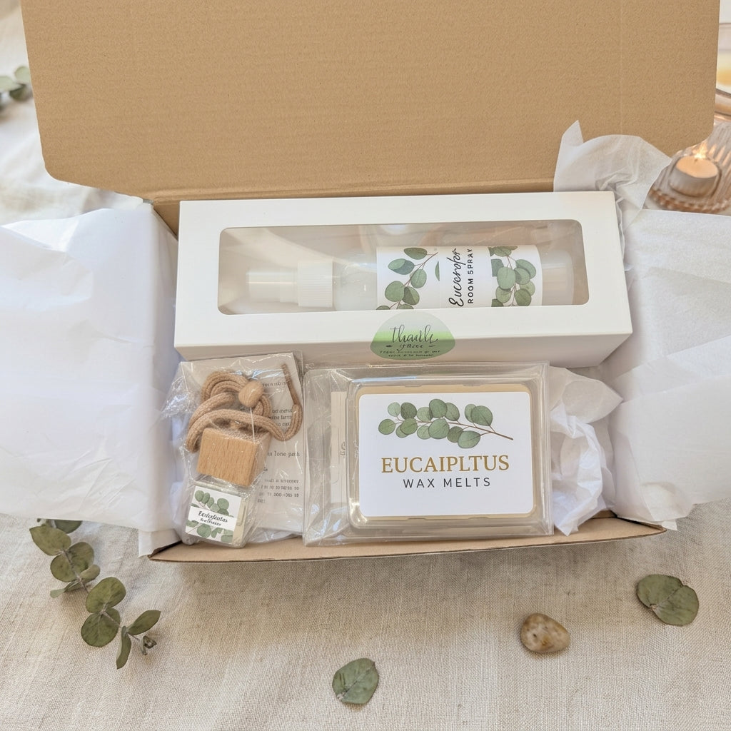 Eucalyptus Retreat Gift Box – Aromatherapy Spa Set | 3, 4 or 6 Pieces
