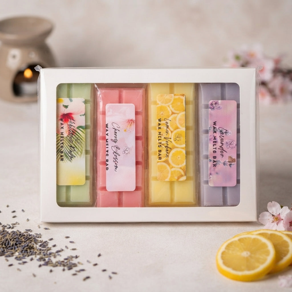 Build-your-own gift box of four wax melt snap bars in a window box