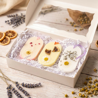 Botanical Wax Sachet Trio — Lavender, Cherry Blossom & Orange Blossom