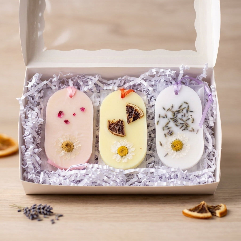 Botanical Wax Sachet Trio — Lavender, Cherry Blossom & Orange Blossom