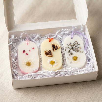 Botanical Wax Sachet Trio — Lavender, Cherry Blossom & Orange Blossom