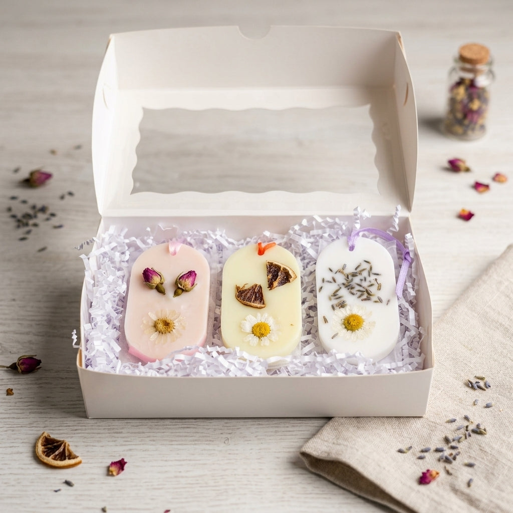 Botanical Wax Sachet Trio — Lavender, Cherry Blossom & Orange Blossom