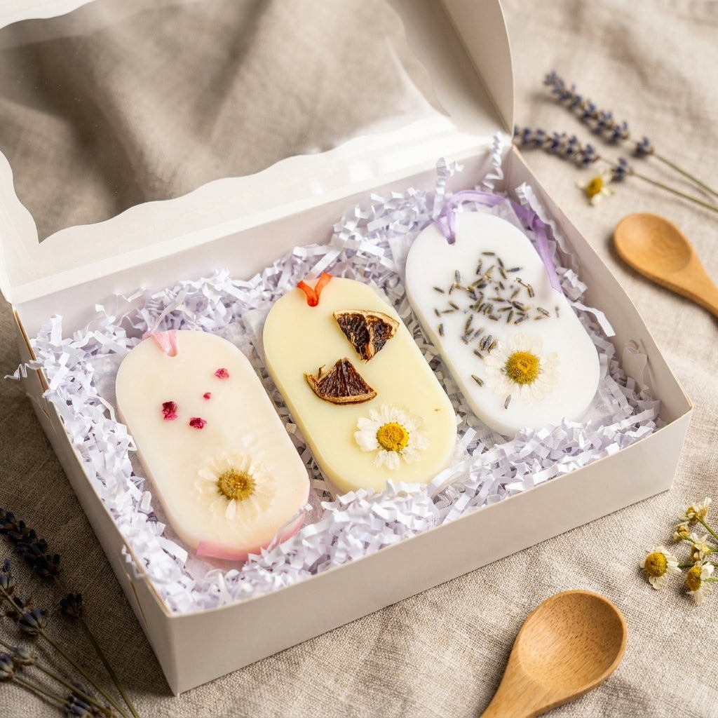 Botanical Wax Sachet Trio — Lavender, Cherry Blossom & Orange Blossom