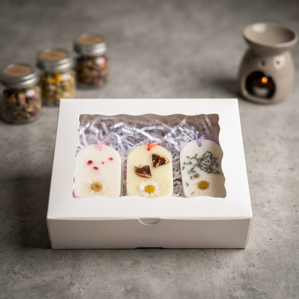 Botanical Wax Sachet Trio — Lavender, Cherry Blossom & Orange Blossom