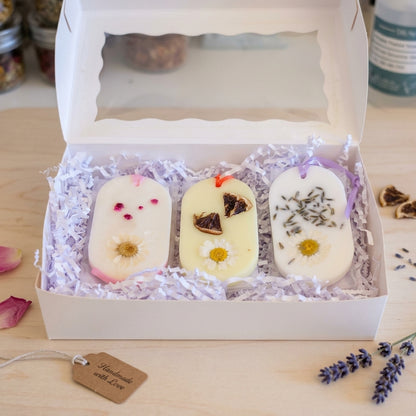 Botanical Wax Sachet Trio — Lavender, Cherry Blossom & Orange Blossom