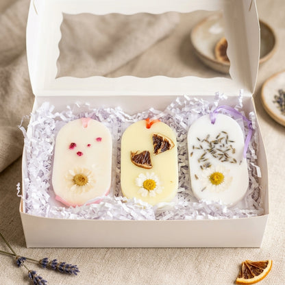 Botanical Wax Sachet Trio — Lavender, Cherry Blossom & Orange Blossom