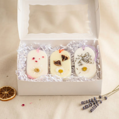 Botanical Wax Sachet Trio — Lavender, Cherry Blossom & Orange Blossom