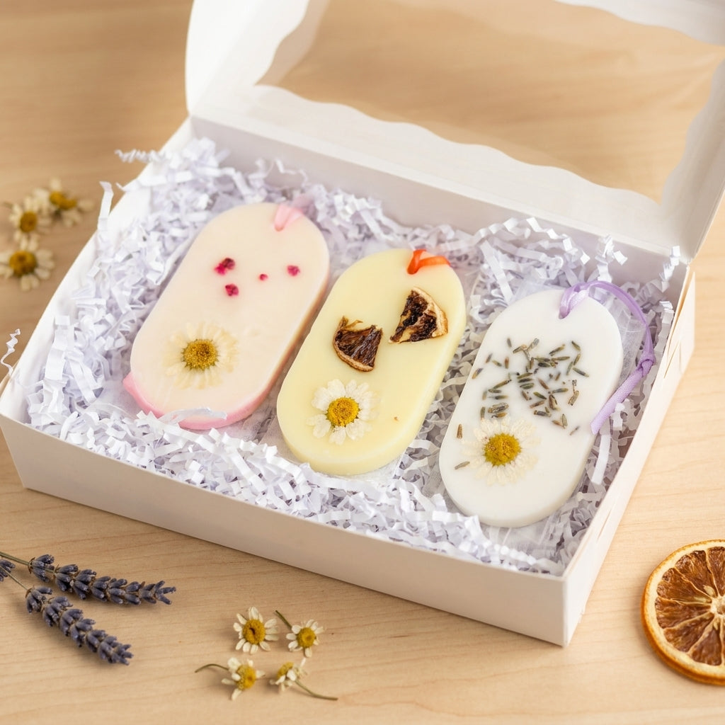 Botanical Wax Sachet Trio — Lavender, Cherry Blossom & Orange Blossom
