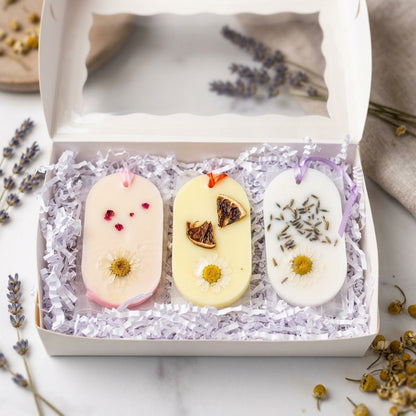 Botanical Wax Sachet Trio — Lavender, Cherry Blossom & Orange Blossom