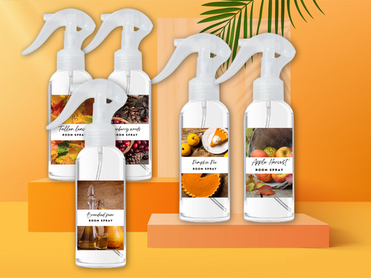 Warm & Cozy Room & Linen Spray Collection – Handcrafted Air Fresheners with Vanilla, Amber, Pear, and Comforting Seasonal Scents 4oz