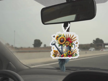 Sunflower Harvest Car Freshener Set of 3 — Bouquet, Watering Can &amp; Crate