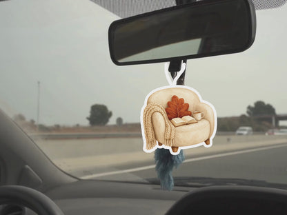 Cozy Fall Car Freshener Set of 3 — Cozy armchair, Scarf, Harvest basket